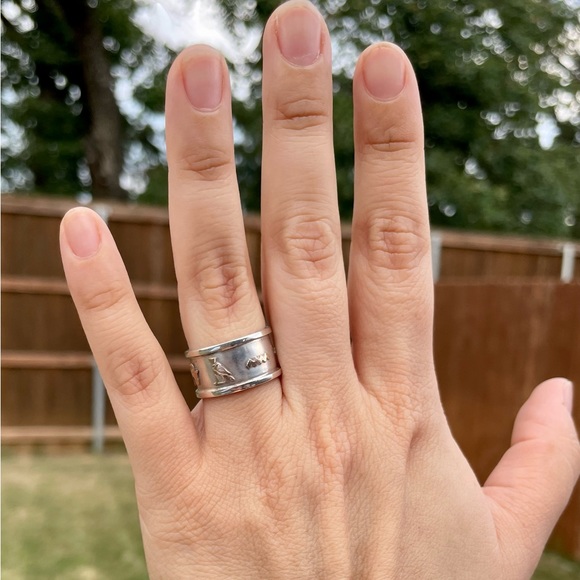 Vintage Sterling Silver 925 and Gold Cartouche Hieroglyphics Ring - Picture 6 of 15